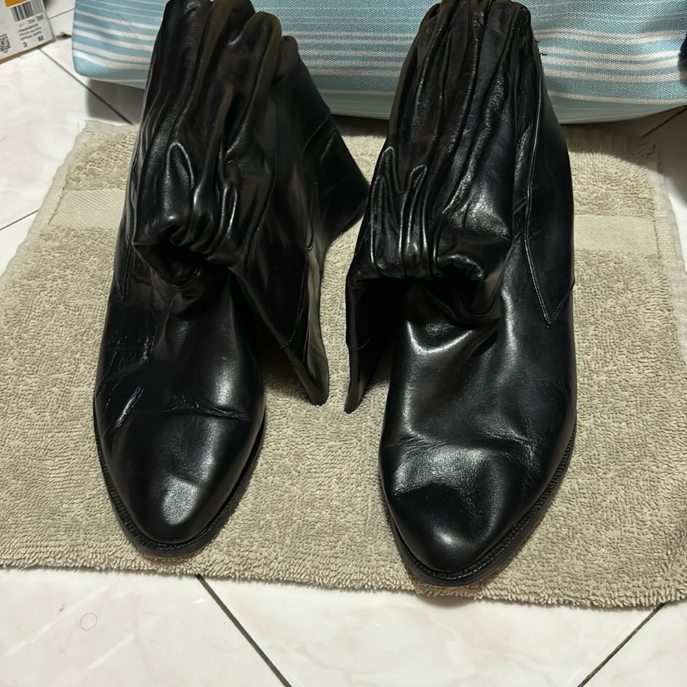 Black leather boots